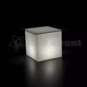 Светящийся кубик с прозрачной стеклянной столешницей и встроенной LED-подсветкой